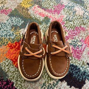 Sperry Kids Brown Moccasins with Tan Laces